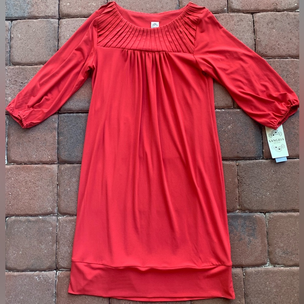 Sangria Rust Colored Pleated Shift Dress NWT